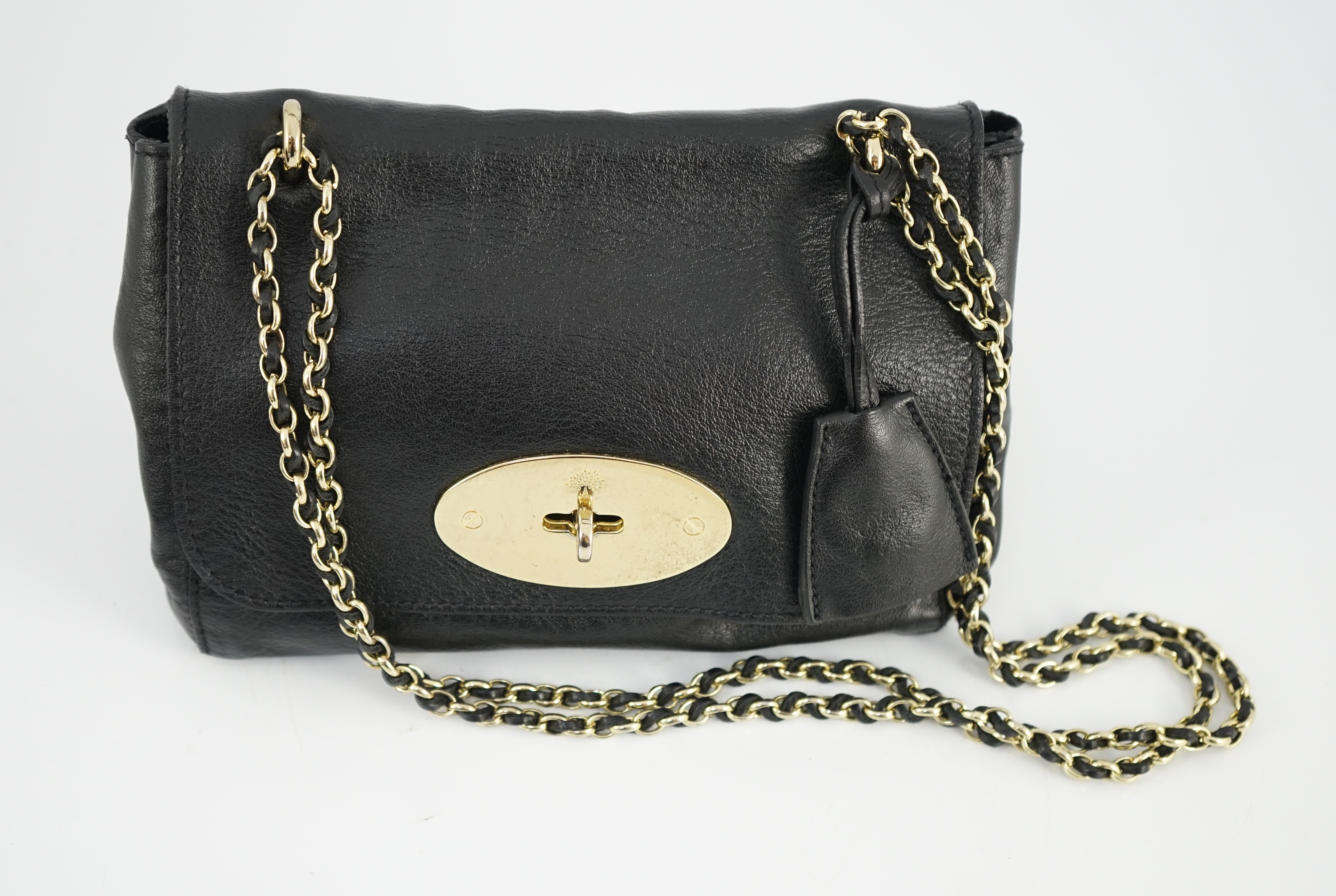A Mulberry small Lily black leather handbag width 20cm, depth 6cm, height 14cm